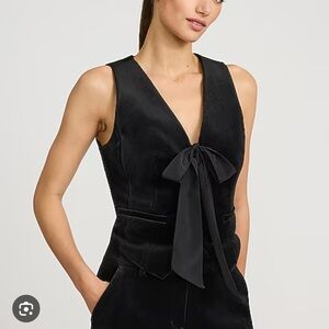 Express Black Velvet V-Neck Bow Front Tank Top